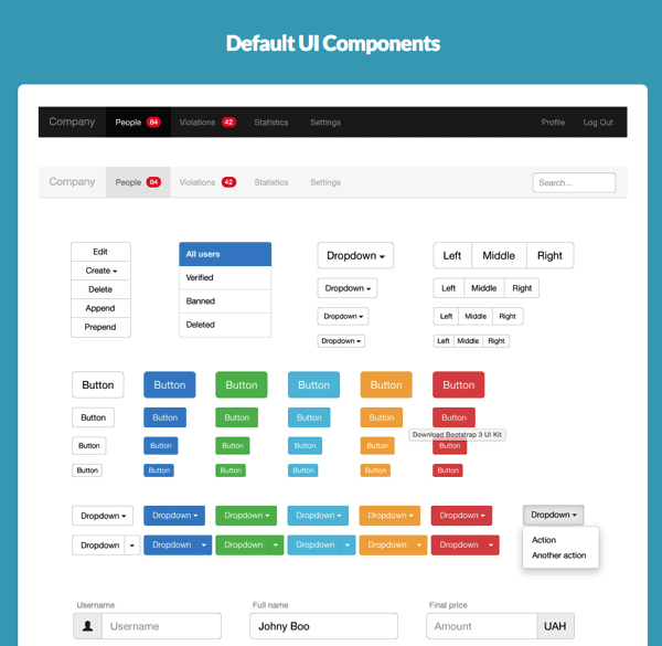 快速构架个人网站：BOOTSTRAP 3 UI KIT打包+黄金比例版-易看设计 - 专业设计师平台