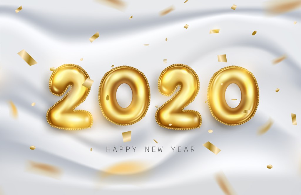 金色2020年字体元素