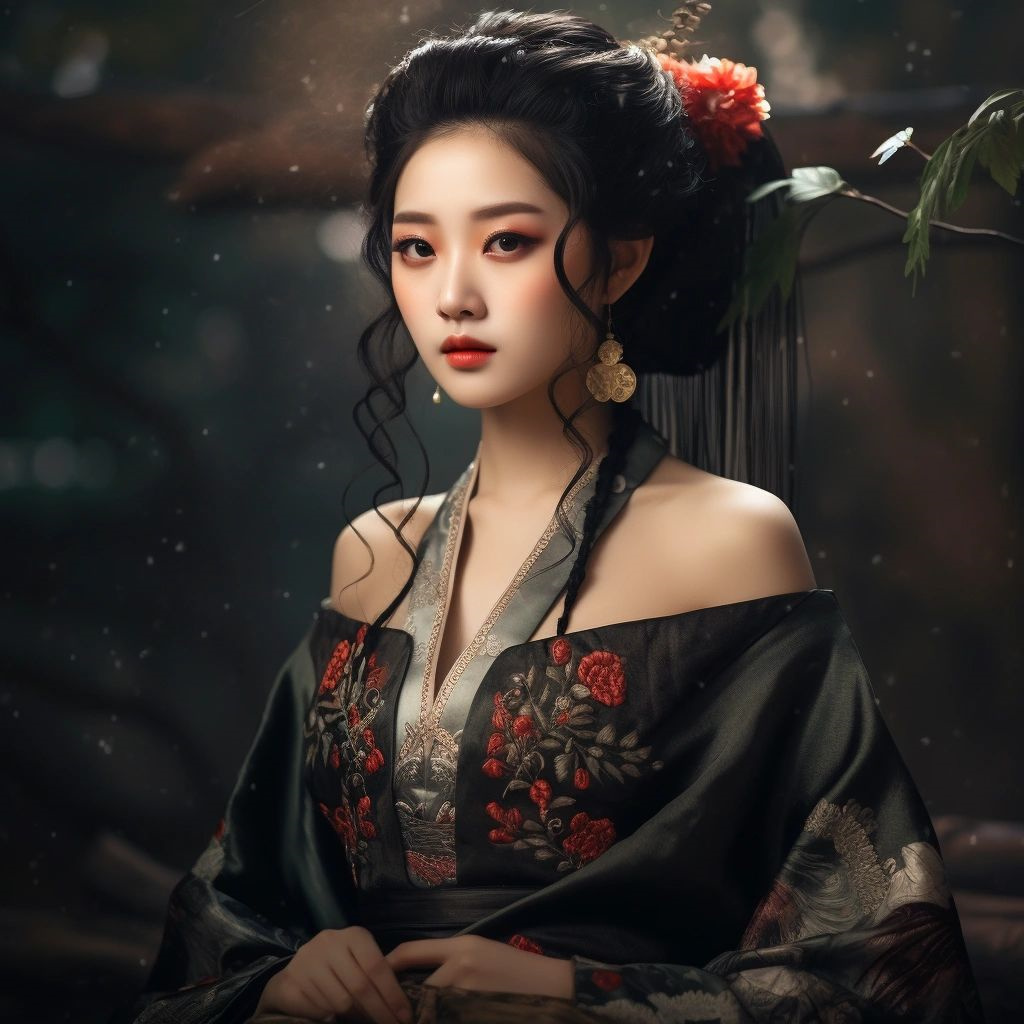 图片[1]-Midjourney 汉服美女！9 组高级感满满的国潮古风写真-易看设计 - 专业设计师平台